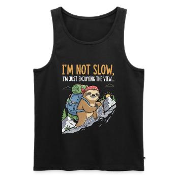 Sloth climbing a mountain with a view - Men's Premium Organic Tank Top - black - Front - AI Model Male 178 light (178cm)