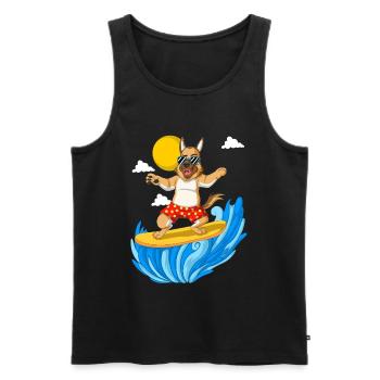 Surfing German Shepherd Dog - Men's Premium Organic Tank Top - black - Front - Michal (187cm)