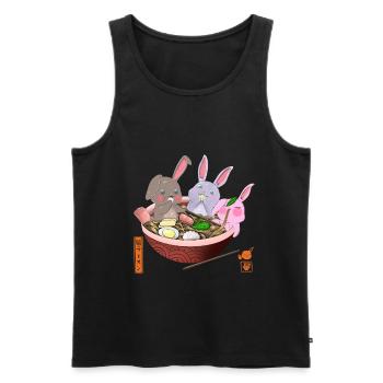Kawaii Rabbits Eating Ramen - Men's Premium Organic Tank Top - black - Front - AI Model Male 178 light (178cm)