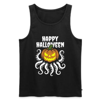 Happy Halloween - Oktopus Kürbis mit Tentakeln - Männer Premium Bio Tank Top - Schwarz - Vorne - Michal (187cm)