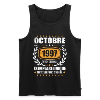 Vintage October 1997, October 1997 Retro Gift - Men's Premium Organic Tank Top - black - Front - Michal (187cm)