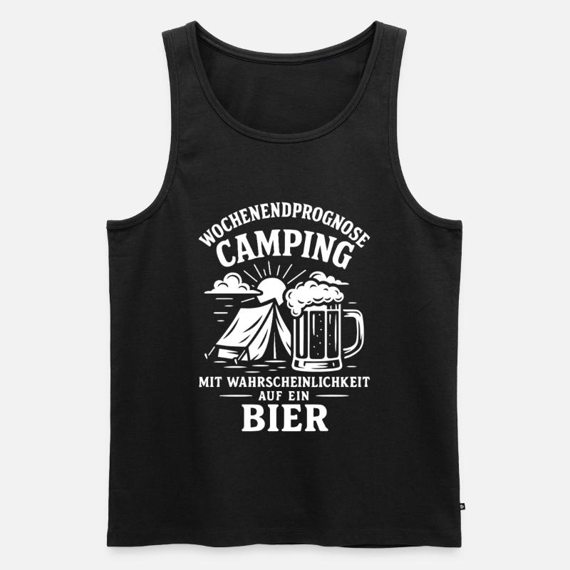 Camping Wochenendprognose Mit Bier - Männer Premium Bio Tank Top - Schwarz