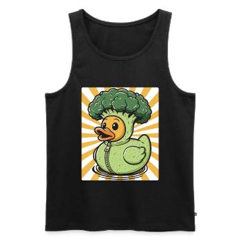 Humorous duck broccoli in hoodie - Men's Premium Organic Tank Top - black - Front - Michal (187cm)