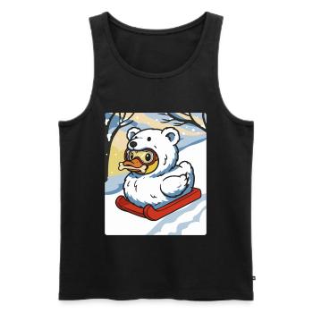 Winter Snowmobile with Talking Duck Bear Costume - Men's Premium Organic Tank Top - black - Front - Michal (187cm)