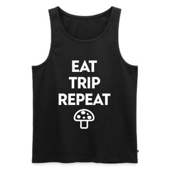 Eat Trip Repeat - Funny Mushroom Saying - Men's Premium Organic Tank Top - black - Front - AI Model Male 178 light (178cm)