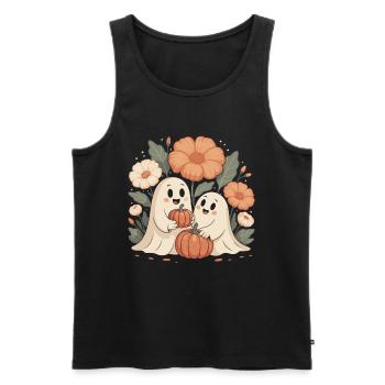 Pumpkin Flowers Autumn Cute Ghosts Halloween - Men's Premium Organic Tank Top - black - Front - Michal (187cm)