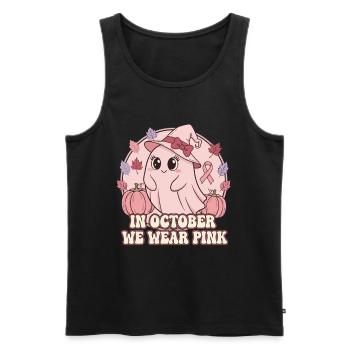 Herbstliches Pinkes Halloween Design - Männer Premium Bio Tank Top - Schwarz - Vorne - AI Model Male 178 light (178cm)
