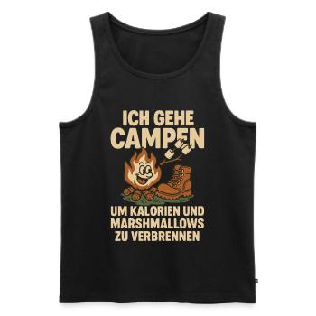 Ich Gehe Campen für Kalorien Und Marshmallows - Männer Premium Bio Tank Top - Schwarz - Vorne - Michal (187cm)