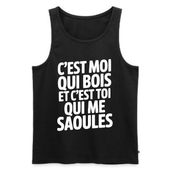 C'est moi qui bois et c'est toi qui me saoules - Débardeur bio Premium Homme - noir - Devant - Michal (187cm)