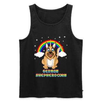 German Shepherd Unicorn Rainbow – Cute Dog Fantasy - Men's Premium Organic Tank Top - black - Front - Michal (187cm)