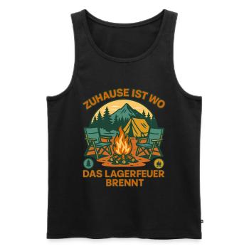 Home is where the campfire burns Camping - Men's Premium Organic Tank Top - black - Front - AI Model Male 178 light (178cm)