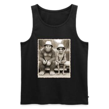 Pêche, Pêcheur, Pêcheur, Pêche, Bigfoot, Alien - Débardeur bio Premium Homme - noir - Devant - Michal (187cm)