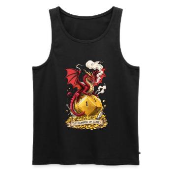 Dragon on W20 – Number of Glory Cartoon - Men's Premium Organic Tank Top - black - Front - AI Model Male 178 light (178cm)