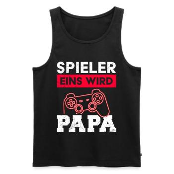 Gamer Dad PLAYER ONE BECOMES DAD Funny - Men's Premium Organic Tank Top - black - Front - AI Model Male 178 light (178cm)