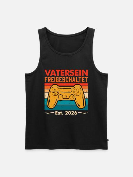 Werdender Papa VATERSEIN FREIGESCHALTET 2026 - Männer Premium Bio Tank Top - Schwarz
