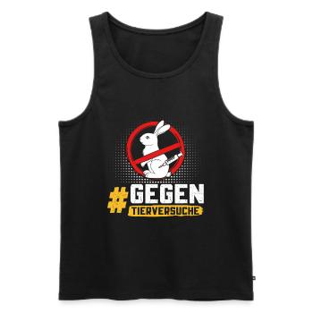 Tierschutz STOPPT TIERVERSUCHE GEGEN VERSUCHE - Männer Premium Bio Tank Top - Schwarz - Vorne - Michal (187cm)