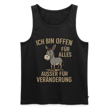 Humorous donkey motivational message - Men's Premium Organic Tank Top - black - Front - AI Model Male 178 light (178cm)