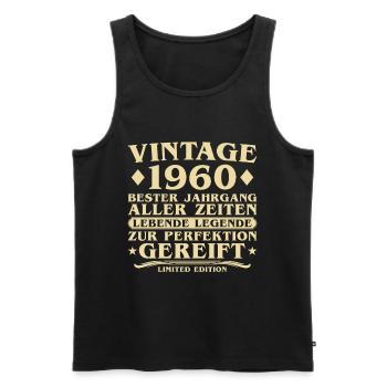 Vintage 1960's Vintage Born 65 Years - Men's Premium Organic Tank Top - black - Front - Michal (187cm)
