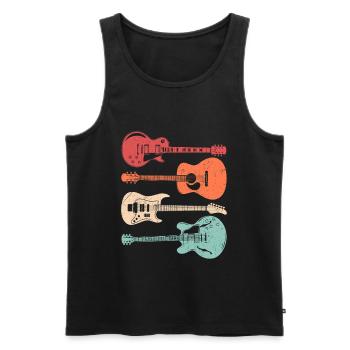 Coole Gitarristen Akustikgitarristen im Retro-Stil - Männer Premium Bio Tank Top - Schwarz - Vorne - AI Model Male 178 light (178cm)