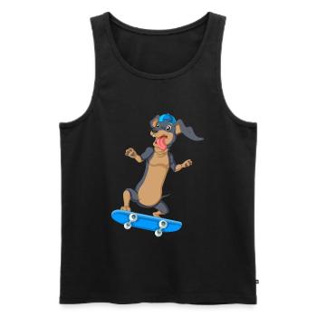 Dackel Skateboarding T-Shirt - Männer Premium Bio Tank Top - Schwarz - Vorne - AI Model Male 178 light (178cm)