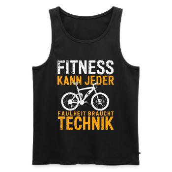Funny e-bike saying fitness can be done by everyone - Men's Premium Organic Tank Top - black - Front - Michal (187cm)