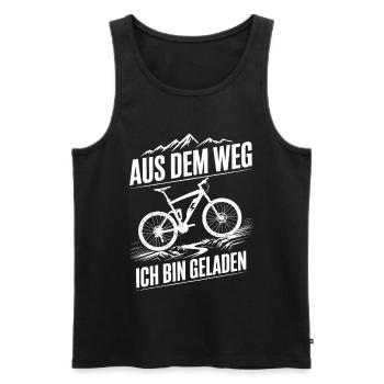 Dicton amusant de conduite en VTT électrique - à l’écart - Débardeur bio Premium Homme - noir - Devant - AI Model Male 178 light (178cm)