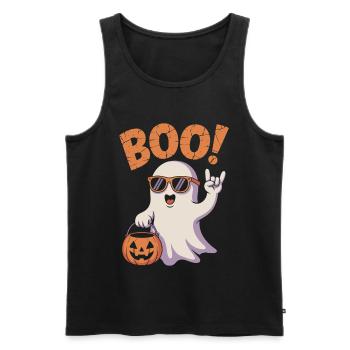 Lustiger Geist Mit Kürbis Und Boo - Männer Premium Bio Tank Top - Schwarz - Vorne - AI Model Male 178 light (178cm)