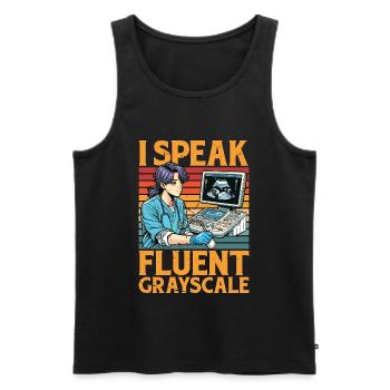 Sonographer I Speak Fluent Grayscale Xray Tech - Männer Premium Bio Tank Top - Schwarz - Vorne - AI Model Male 178 light (178cm)