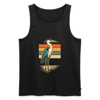 Vintage Heron silhouette with retro background - Men's Premium Organic Tank Top - black - Front - Michal (187cm)