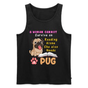 Lesen Hund Mops Illustration T-Shirt - Männer Premium Bio Tank Top - Schwarz - Vorne - AI Model Male 178 light (178cm)