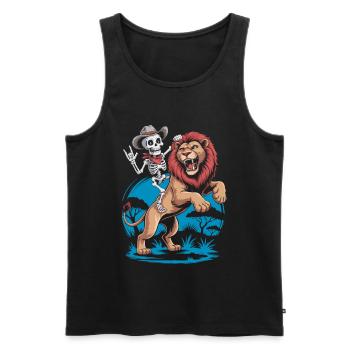 Löwen und Skelett Abenteuer Design - Männer Premium Bio Tank Top - Schwarz - Vorne - Michal (187cm)