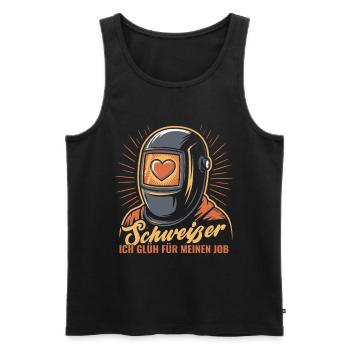 Mission Statement Fire Welder with Hearts - Men's Premium Organic Tank Top - black - Front - AI Model Male 178 light (178cm)