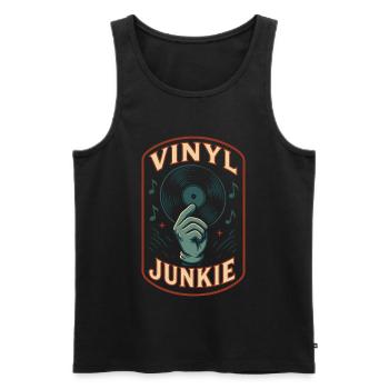 Vinyl Junkie Record Music Retro Design - Men's Premium Organic Tank Top - black - Front - Michal (187cm)