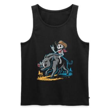 Cowboy Skelet and Boar Adventure - Men's Premium Organic Tank Top - black - Front - AI Model Male 178 light (178cm)