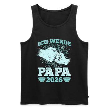 Werdender Vater ICH WERDE PAPA 2026 Lustig - Männer Premium Bio Tank Top - Schwarz - Vorne - Michal (187cm)