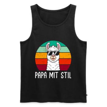 Fathers Retro DAD WITH STYLE Llama Funny - Men's Premium Organic Tank Top - black - Front - AI Model Male 178 light (178cm)