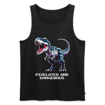 Pixélisé et dangereux | Dinosaure - Débardeur bio Premium Homme - noir - Devant - AI Model Male 178 light (178cm)