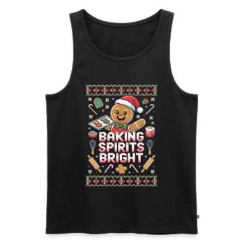 Funny Ugly Christmas Baking T-Shirt - Men's Premium Organic Tank Top - black - Front - Michal (187cm)