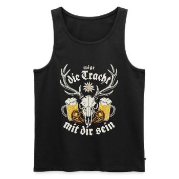 Möge die Tracht mit dir sein - Festzelt & Gaudi - Männer Premium Bio Tank Top - Schwarz - Vorne - AI Model Male 178 light (178cm)