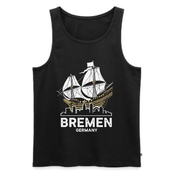 Historische Bremer Hansekogge & Skyline - Männer Premium Bio Tank Top - Schwarz - Vorne - AI Model Male 178 light (178cm)