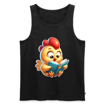 Lecture de poulet - Débardeur bio Premium Homme - noir - Devant - Michal (187cm)