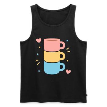 Süße Kaffeetasse Stack Pastel Hearts Love - Männer Premium Bio Tank Top - Schwarz - Vorne - Michal (187cm)