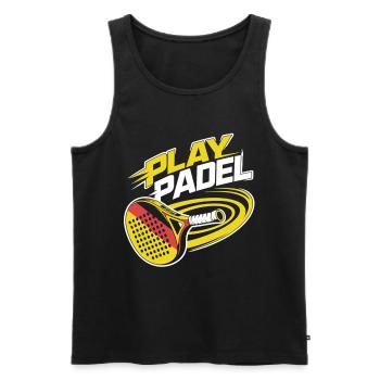 T-shirt de padel tennis pour hommes et femmes - Débardeur bio Premium Homme - noir - Devant - Michal (187cm)