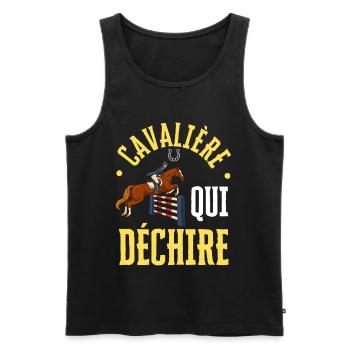 Cavalière qui Déchire - Saut D'obstacles - Débardeur bio Premium Homme - noir - Devant - AI Model Male 178 light (178cm)