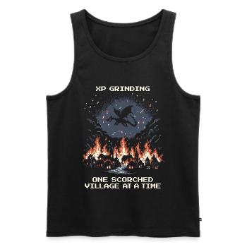 Grinding XP: Burned village by village | Dragon - Men's Premium Organic Tank Top - black - Front - AI Model Male 178 light (178cm)
