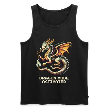 Drachenmodus aktiviert | Fantasy RPG Pixel Art - Männer Premium Bio Tank Top - Schwarz - Vorne - AI Model Male 178 light (178cm)
