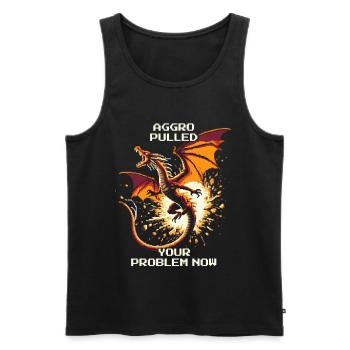 Aggro gezogen – dein Problem | Drache Pixel Art - Männer Premium Bio Tank Top - Schwarz - Vorne - AI Model Male 178 light (178cm)