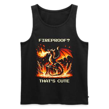 Feuerfest? Niedlich. | Fantasy Drache Pixel Art - Männer Premium Bio Tank Top - Schwarz - Vorne - AI Model Male 178 light (178cm)