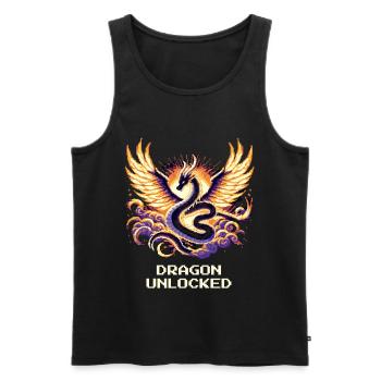 Drache freigeschaltet | Fantasy RPG Pixel Art - Männer Premium Bio Tank Top - Schwarz - Vorne - AI Model Male 178 light (178cm)