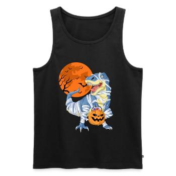 T-Rex Momie Halloween - Débardeur bio Premium Homme - noir - Devant - Michal (187cm)